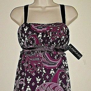 Purple Print Spaghetti Straps Lined Top